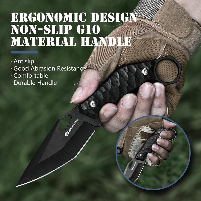 DRACHENADER Survival Knife SEAL-FULL BLACK 9" EDC Fixed Blade Tactical Horizontal Carry Knife for Men with Kydex Sheath, 5mm Thick Stainless Steel, G10 Anti-Slip Handle, Ideal for Gifting, Full Black - Image 3
